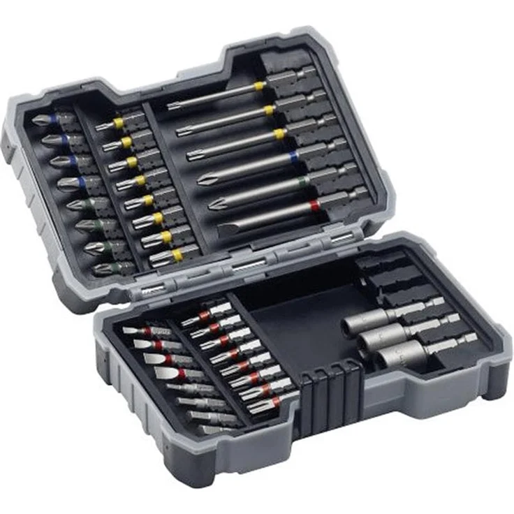 Bosch Professional Bit- und Steckschlüssel-Set 43-teilig, Schlitz, Kreuzschlitz Phillips, Kreuzschlitz Pozidriv, Innen-Sechskant, inkl. Schnellwechseluniversalhalter – Bild 2