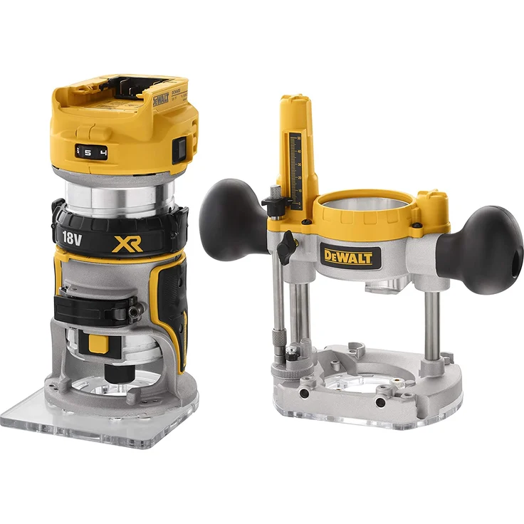 DeWalt Akku-Oberfräse DCW604NT-XJ 18 V, 2 Stück Fräsmodul, Parallelanschlag, Absaugadapter, Grundplatte, TSTAK-Box VI ohne Akku und Ladegerät – Bild 2