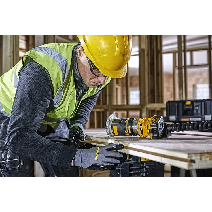 DeWalt Akku-Oberfräse DCW604NT-XJ 18 V, 2 Stück Fräsmodul, Parallelanschlag, Absaugadapter, Grundplatte, TSTAK-Box VI ohne Akku und Ladegerät – Bild 5