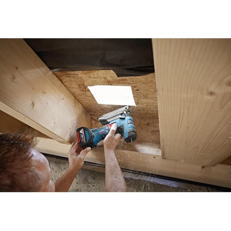 Bosch Professional 18V System Akku Stichsäge GST 18 V-LI S (Stabversion, Schnitttiefe in Holz-Alu-Metall: 120-20-8 mm, 3 Stichsägeblätter, Spanreißschutz, ohne Akkus und Ladegerät, in L-BOXX) – Bild 6
