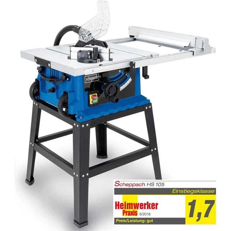 Scheppach HS105 Tischkreissäge mit Untergestell | 230V 2000W | Schnitthöhe 75mm | Sägeblatt Ø255mm | schwenkbar bis 45° | Tischverbreiterung 640x920mm | inkl. Querschneidlehre & Parallelanschlag – Bild 2