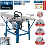 Scheppach Tischkreissäge TS310-230V | 2200 W | Sägeblatt- 315mm | Schnitthöhe 83 mm | inkl. Tischverbreiterung, 2. Sägeblatt, Führungsschiene und Schiebeschlitten | schwenkbar bis 45°