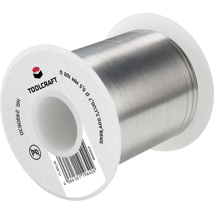 Toolcraft SN99AG03C ROL1, bleifreier Lötzinn Spule mit 0,5 mm Durchmesser, 100 g, glatter Lötfluss