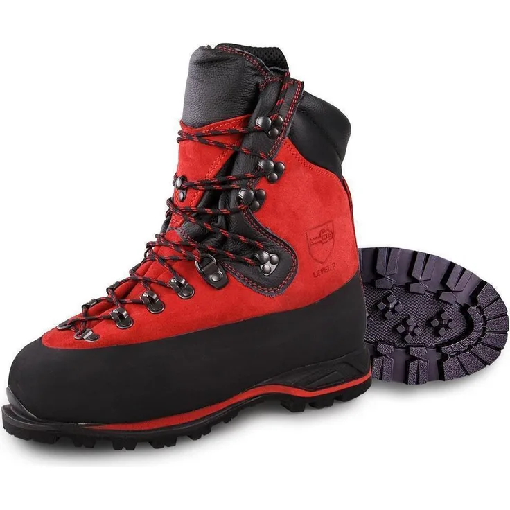 Hase Forststiefel Schnittschutz 2 "Cervino", Leder, Sicherheitsklasse SB, Größe 46, rot