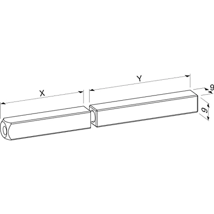 ECO Vierkantstift 9 mm geteilt 75/75 mm, Drückerstift für Türgriffe, verzinkter Stahl für Sicherheitsdrückergarnitur