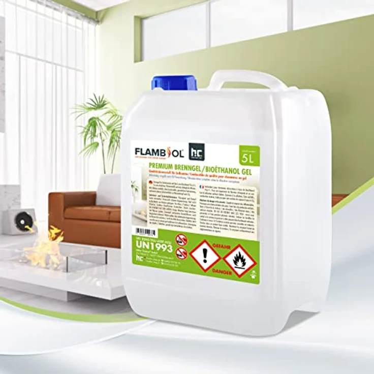Höfer Chemie 8x 5 L FLAMBIOL® Premium Brenngel - Bioethanol, lange Brenndauer, für drinnen & draußen – Bild 3