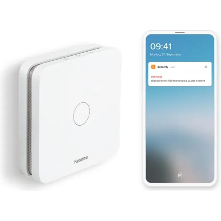 Netatmo - Smarter Kohlenmonoxidmelder, WLAN, 10-Jahres-Batterie, 85 dB Alarm, Selbsttest-Funktion, kein Smart-Home-System nötig, Zertifizierungen EN 50291 und NF, NCO-DE