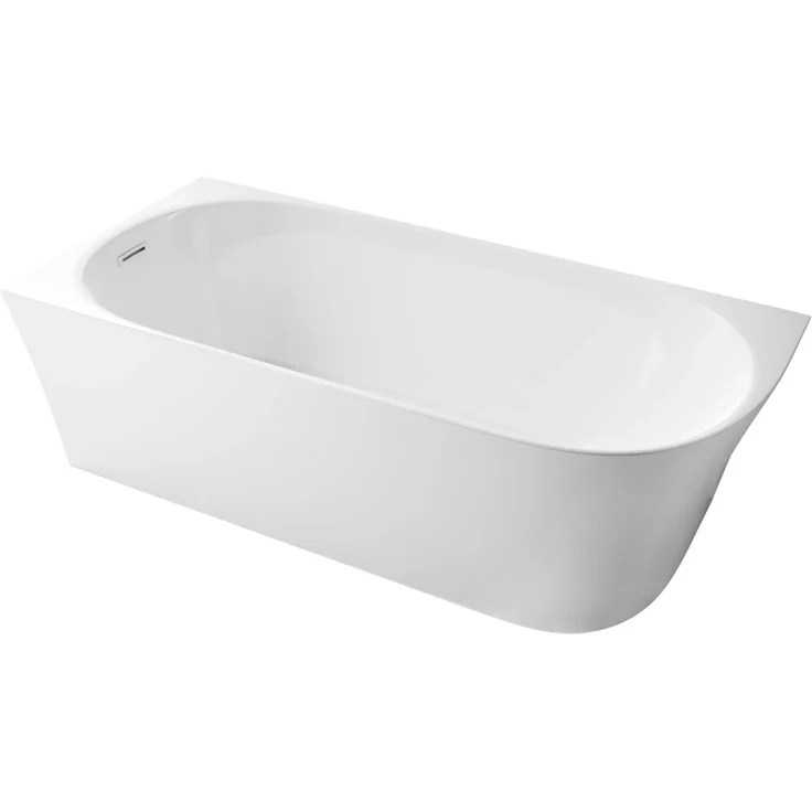 Bernstein NORA CORNER Freistehende Badewanne, Acryl Weiß 170x80 cm, halbfreistehend, platzsparend, doppelwandig mit Ab-/Überlaufgarnitur