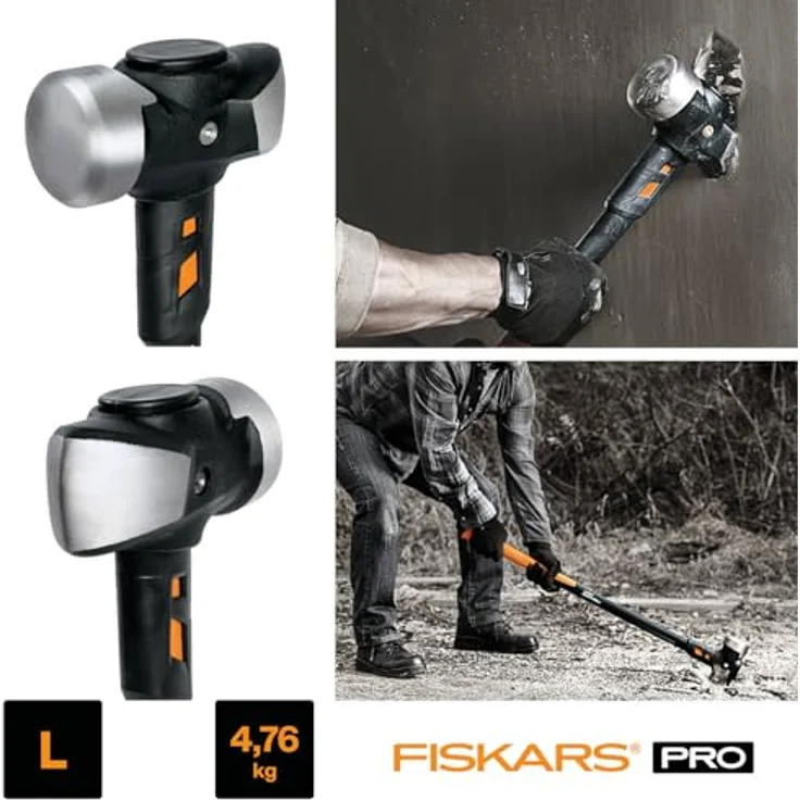 Fiskars Vorschlaghammer IsoCore L zum Eintreiben von Holzpfählen oder Abbrucharbeiten, Länge: 92 cm, Gewicht: 4,76 kg, Schwarz-Orange, 1020219 – Bild 3