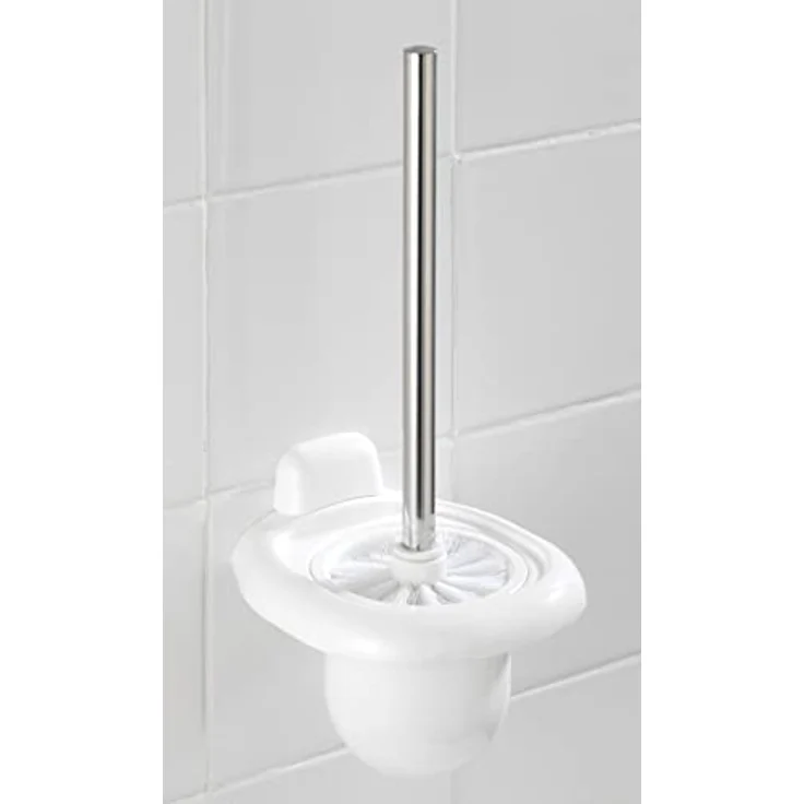 Wenko WC-Garnitur Pure, dekorative Kunststoff-Garnitur in Weiß mit Chrom-Stiel und hygienischem Bürstenkopf – Bild 4