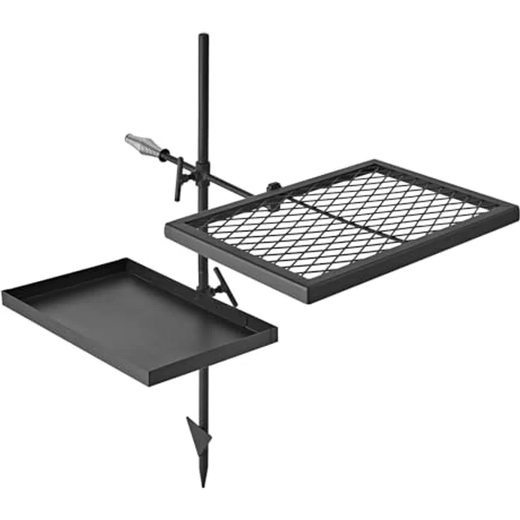 VEVOR Schwenkgrill KJ001, 360° Höhenverstellbarer Lagerfeuergrill aus Kohlenstoffstahl mit Grillrost, drehbar für Outdoor und Camping – Bild 9