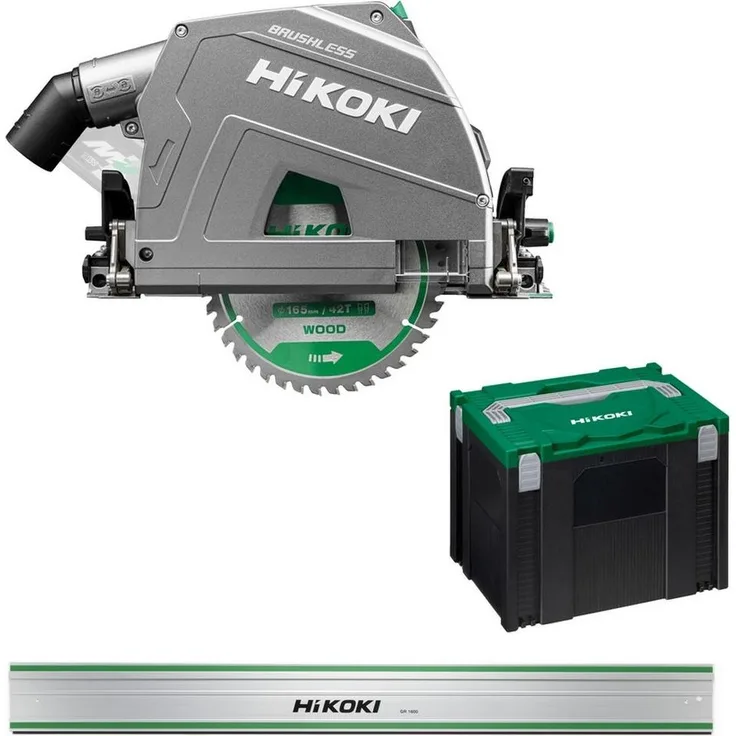 HiKOKI Akku-Tauchsäge C3606DPAW2Z, 36V Brushless mit 66 mm Schnitttiefe und Führungsschiene 1600x180mm