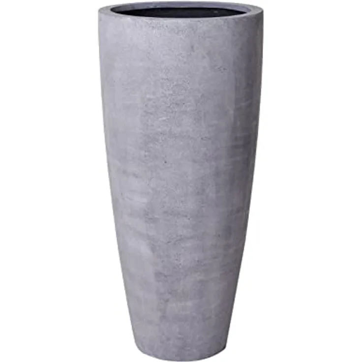 VIVANNO Pflanzkübel Pflanzgefäß Blumenkübel Fiberglas City Beton-Optik Grau - 80x37