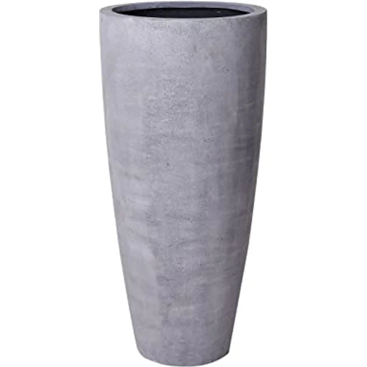 VIVANNO Pflanzkübel Pflanzgefäß Blumenkübel Fiberglas City Beton-Optik Grau - 80x37 – Bild 1