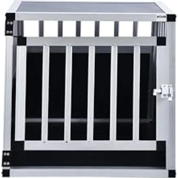 Home Deluxe - Hundetransportbox Skito - Größe: M, Aluminium, Farbe: Silber/Schwarz, inkl. Verschlusssystem - Hundebox Autobox – Bild 3