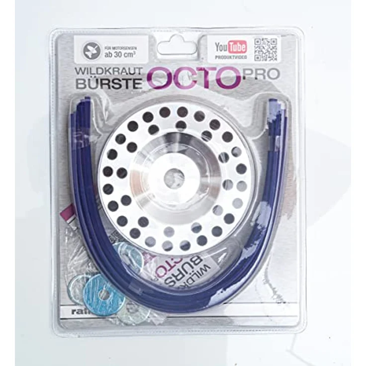 Ratioparts 6-708 Unkrautbürste OCTO Pro 200 mm, 25,4 mm Durchmesser-Bohrung 18 Fäden Wildkrautbür Reinigungsbürste, Blau – Bild 6