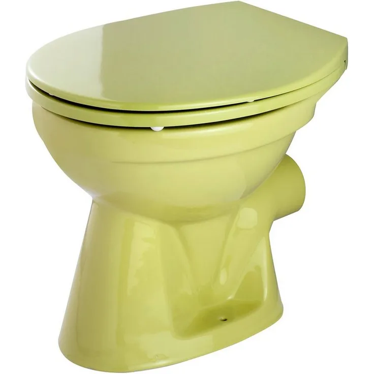 CORNAT Tiefspül-WC, bodenstehend, Keramik in moosgrün, oval, 35,5 cm Breite, 47 cm Tiefe, 39 cm Höhe
