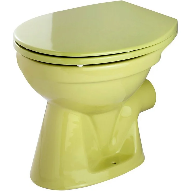 CORNAT Tiefspül-WC, bodenstehend, Keramik in moosgrün, oval, 35,5 cm Breite, 47 cm Tiefe, 39 cm Höhe