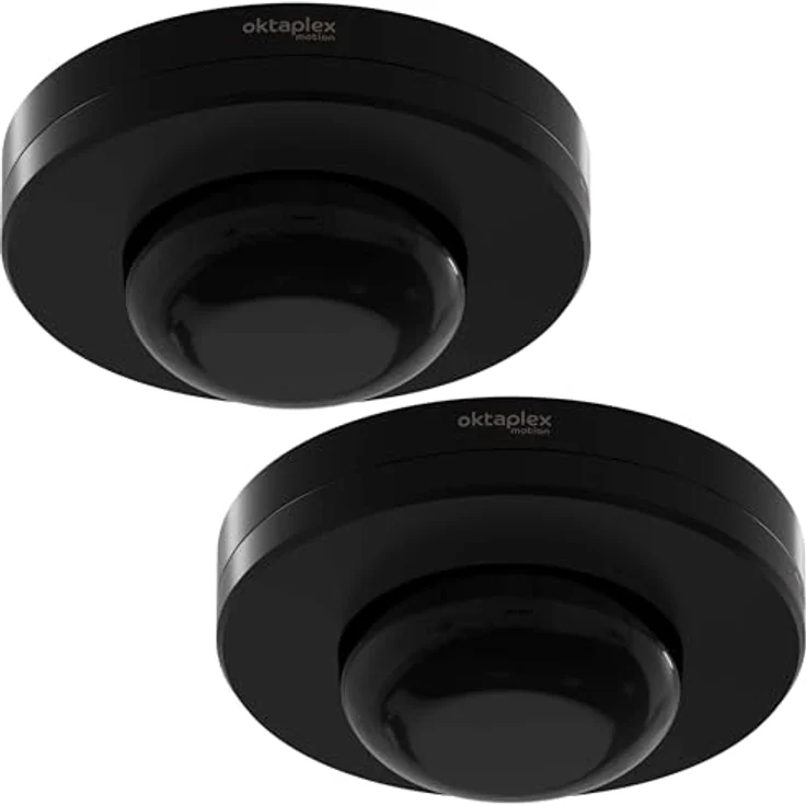 Oktaplex motion Pia Bewegungsmelder 360 Grad PIR Decke, IP65, 230V, Präsenzsensor Innen und Außen, 18m Reichweite, schwarz, 2er Set – Bild 1