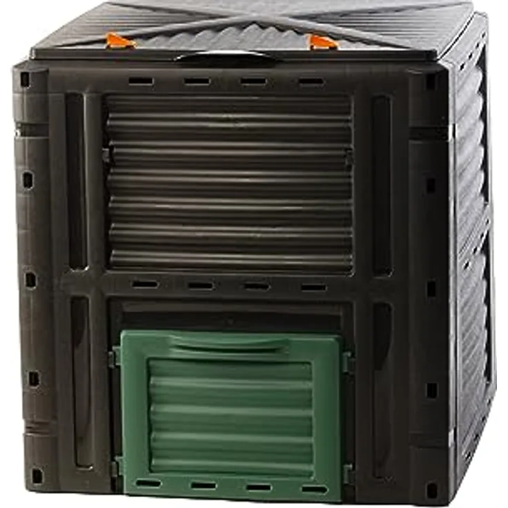 2friends Premium Garten Komposter Schnellkomposter 450L, Stabiler Kunststoff, Klappdeckel, Thermokomposter für Garten/Küchenabfälle, 100% Recycelt, EU - Robuster Komposter für schnelle Kompostierung in grün