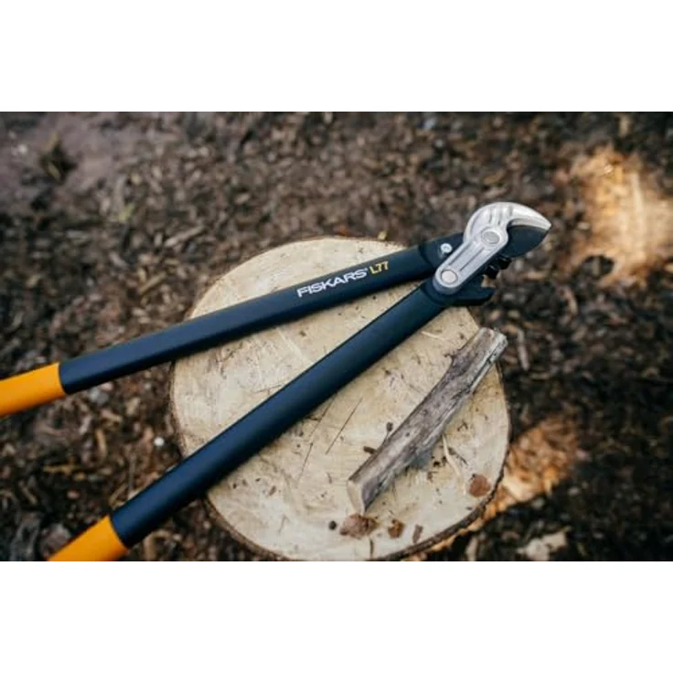 Fiskars PowerGear Amboss-Getriebeastschere für trockene Zweige und Äste, Antihaftbeschichtet, Gehärteter Präzisionsstahl, Länge 69 cm, Schwarz-Orange, L77, 1000583 – Bild 5