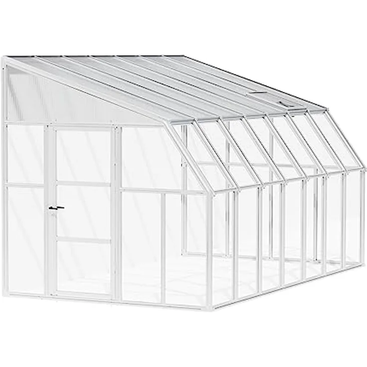 Palram - Canopia Gewächshaus Sun Room, BxTxH: 257 x 446 x 266 cm, BxLxH: 58 x 120 x 266 cm, 3 mm Wandstärke, lebenslang widerstandsfähige Wandpaneele, Alu Wintergarten Polycarbonat, weiß