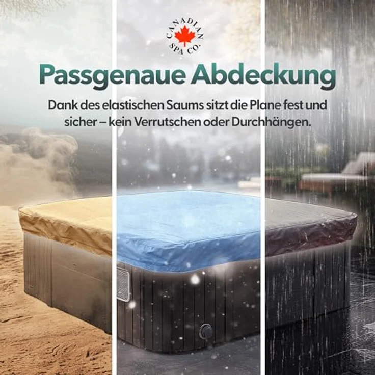 Canadian Spa Company Whirlpool-Abdeckung, Silber, Kunststoff, 200x200 cm, wasserabweisend und UV-beständig, Schutz für Spa-Abdeckung – Bild 4