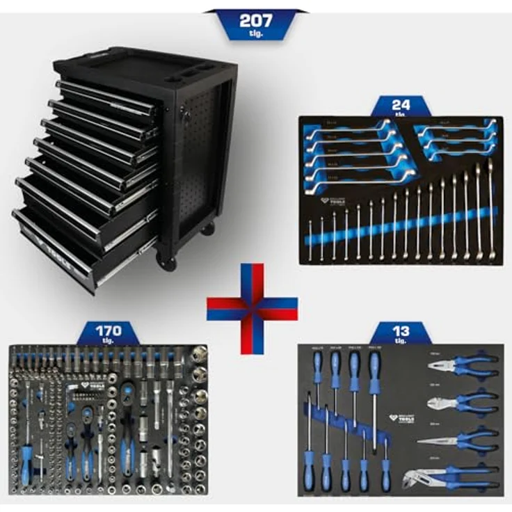 Brilliant Tools Werkstattwagen mit Einlagenpaket, 207-tlG  – Bild 6