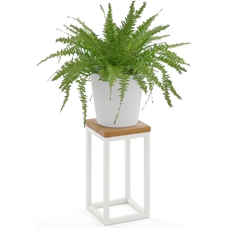 LAMO Manufaktur Blumenständer 30cm Pflanzenständer: Grauweiß (100% Echtholz Massiv, Farbe: Rustikal) – Bild 2