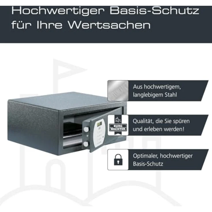 Burg Wächter Möbeltresor Pure-Safe PS 130 E LAP KA 4, anthrazit, elektronisches Zahlenschloss, Hotel Tresor 27,4 l 14 kg – Bild 5