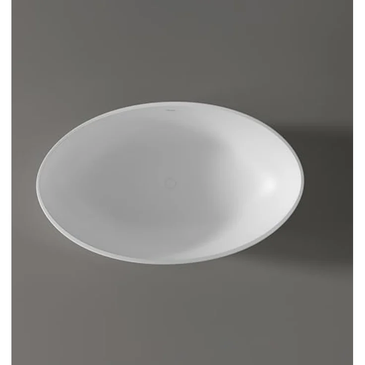 BERNSTEIN Freistehende Badewanne WAVE STONE aus Mineralguss - 180 x 110 cm - Weiß - Matt, Komfortable Liegeposition, gute Wärmeisolierung – Bild 3