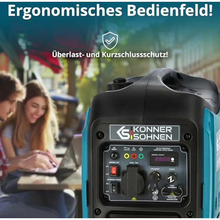 Könner & Söhnen KS 2000iGS Gas Benzin Stromaggregat 2000 Watt, leiser Betrieb, kompakte Bauweise, Notstrom – Bild 5
