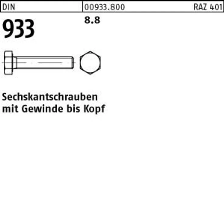 DIN 933 Sechskantschraube M12x300, Stahl 8.8 blank, 25 Stück – Bild 2
