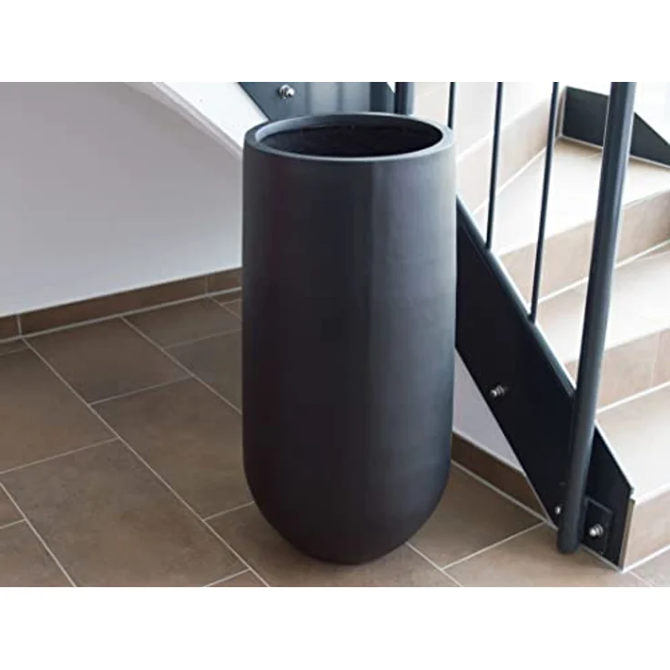 Elegant Einrichten Pflanzkübel Fiberglas Rund-Konisch D40xH80cm, UV-beständig und frostsicher, matt schwarz – Bild 4