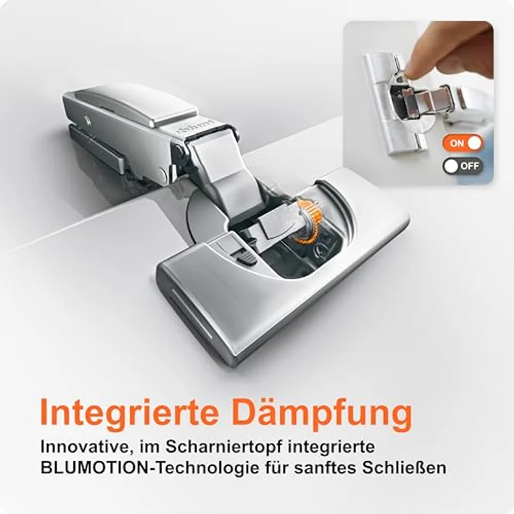 BLUM CLIP top BLUMOTION Möbelscharnier 110°, Softclose Topfscharnier 35mm, vernickelt, mit 3D Fronteinstellung und Kreuzmontageplatte – Bild 4