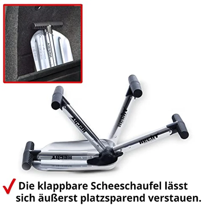 Hecht Schneeschieber 205 GT, Teleskop klappbare Auto-Schneeschaufel aus Aluminium, 20,5 cm Arbeitsbreite, 37 cm verstellbarer Stiel, ultraleicht und rostfrei, ideal für Pendler und Reisen – Bild 7