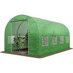 GREGMAN Farmer 50 Foliengewächshaus 395 x 246 x 180 cm | verzinkter Eisenrahmen | UV-beständige | 8 aufrollbaren Fenstern | Bogendach | Tomatenhaus Treibhaus Folientunnel | Grün