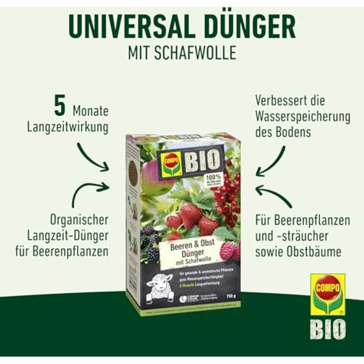 Compo BIO Beeren Langzeit-Dünger mit Schafwolle 750 g – Bild 3