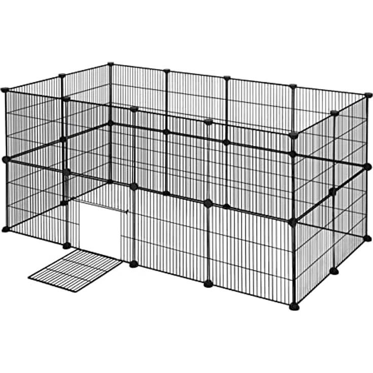 EUGAD Freigehege für Kaninchen 72cm hoch Indoor, Freilaufgehege Kaninchen draußen, Meerschweinchen gehege innen, Kleintiergehege Metallgitter, Gehege für Kleintiere DIY, Welpenauslauf 142x72x72cm XXL – Bild 1