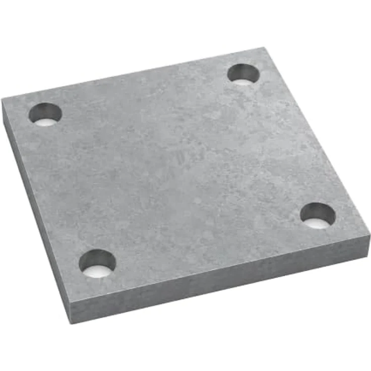 SOTECH Anschweißplatte 80 x 80 x 8 mm Q235 Stahl, schwarz unbehandelt, 4 Befestigungslöcher Ø11 mm – Bild 1