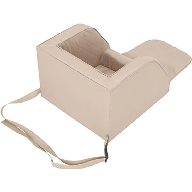 DOGGY Hundeautositz, Hundebox, Hundebett, Transportboxen, Rückbank, Hundedecke, Hundekörbchen, Katzenbett für kleine Hunde, Beige (46x46x31 cm) – Bild 4