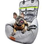 fell&bell Premium Hunde Autositz - Doppelt Sicher Mit 2 Wegesicherung - Auch Für Mittelgroße Hunde - 2 in 1 Hundebett Auto Einfach Aufgebaut, Bequem & Stylisch (grau)