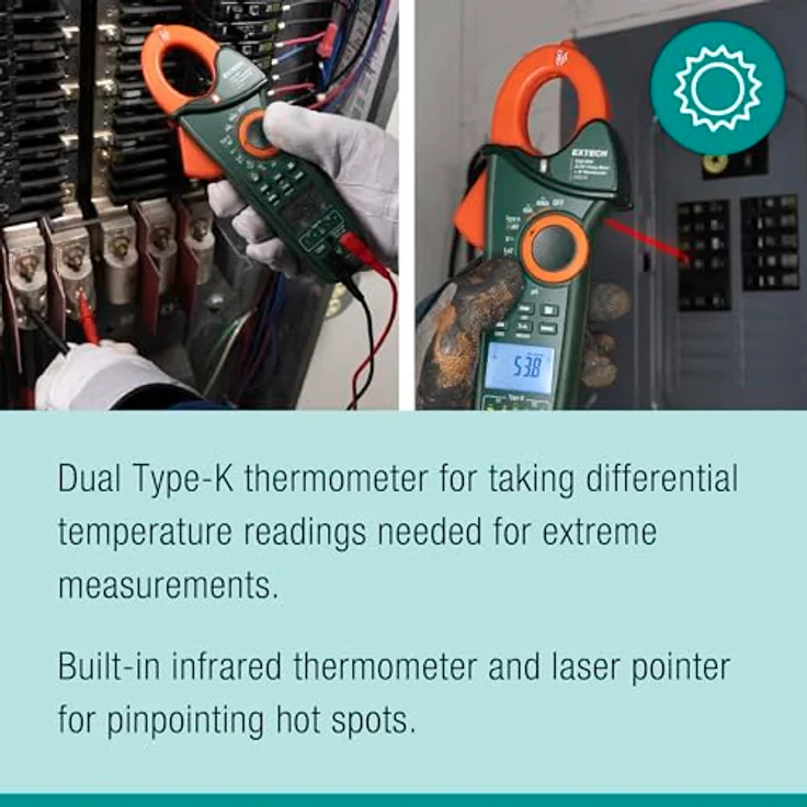 Extech Spannungsprüfer Extech EX623A Stromzange digital IR-Thermometer CAT III 600 V – Bild 6