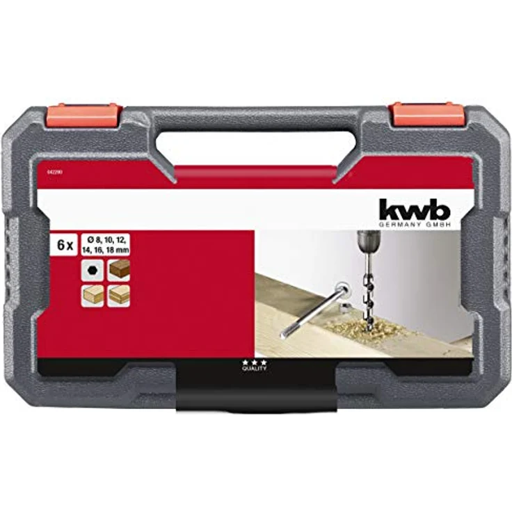 kwb 042290 Schlangen-Bohrer Satz, 8-teiliges Holz-Bohrer Set 8, 10, 12, 14, 16, 18-mm in Kunstoff-Koffer – Bild 5