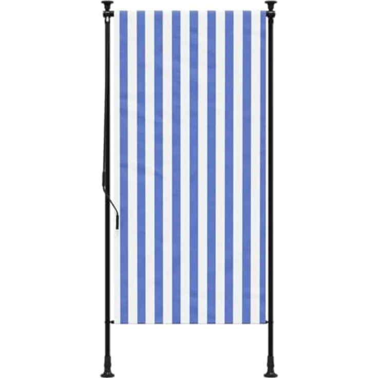 vidaXL Außenrollo Blau und Weiß 100x270 cm Stoff und Stahl – Bild 3