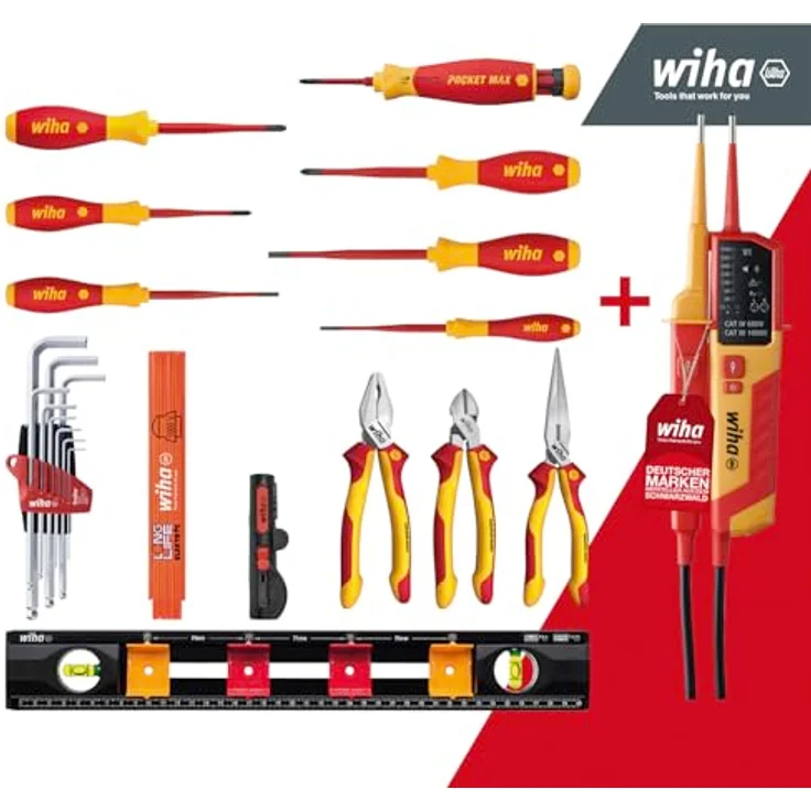 Wiha Elektriker Werkzeugrucksack 27-tlg. inkl. Wiha Spannungs- und Durchgangsprüfer, Elektriker Werkzeug Set mit zweipoligem Spannungsprüfer – Bild 2