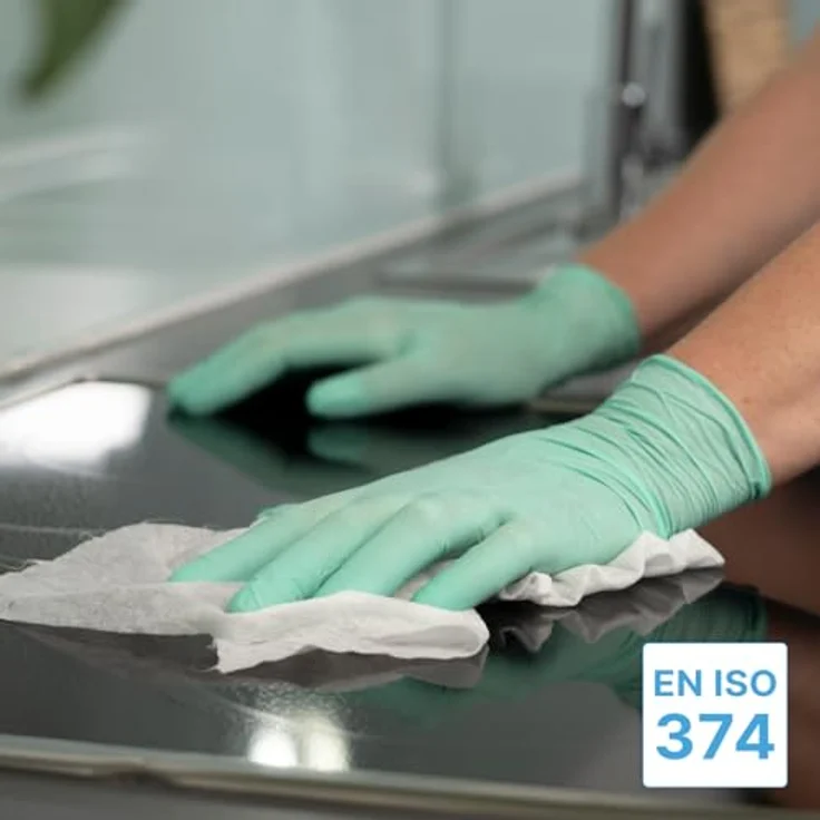 ARNOMED Einweghandschuhe Grün, 500 Stk (5x100), XL Nitril, puderfrei, hautfreundlich, lebensmittelecht, reißfest, ideal für Hygiene- & Reinigungsarbeiten – Bild 4