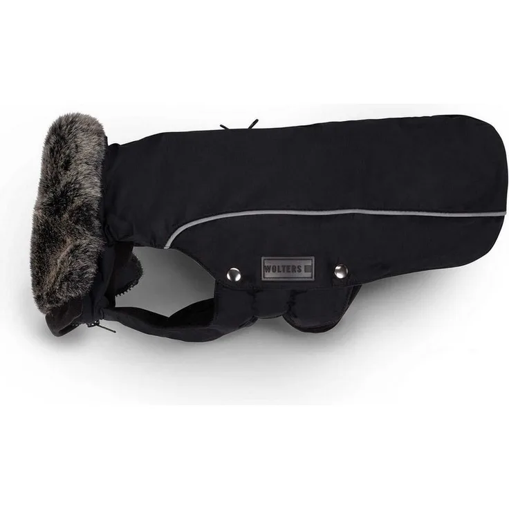 Wolters Hundemantel Winterjacke Amundsen für Dackel, Polyester, Kunstpelzkragen, wasser- und schmutzabweisend, 100 % PFC-frei, reflektierend, winddicht, Größe 34, blau