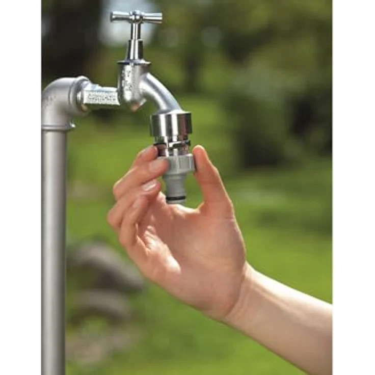 GARDENA Hahnverbinder 21 mm (G 1-2 Zoll): Anschluss für Wasserhähne mit Gewinde, wasserdichte Verbindung, einfache Handhabung, verpackt (18200-20) Bewässerungszubehör – Bild 5