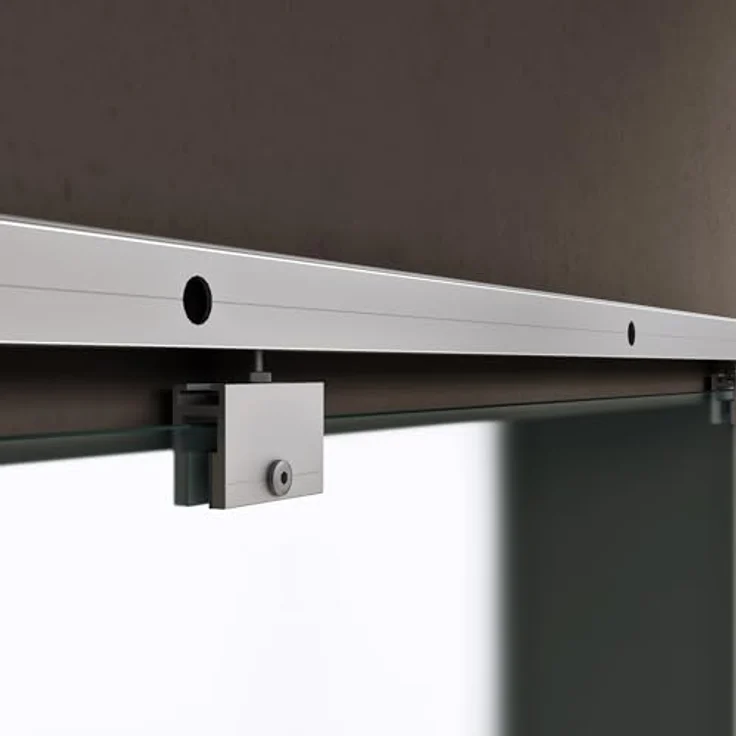 doporro Glasschiebetür Komplettset Amalfi-plus 14H, 77,5 x 215 cm, ESG-Sicherheitsglas, satiniert, mit Edelstahl-Stangengriff, 15mm Wandabstand – Bild 4